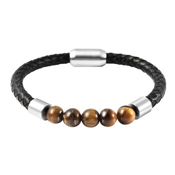 Gelbes Tigerauge-Armband, ca. 20 cm, Edelstahl ca. 61,50 ct