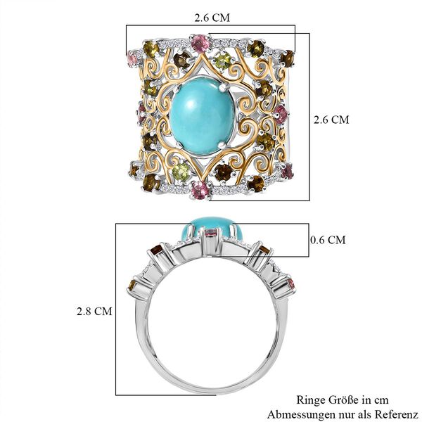 D'Joy AA Sleeping Beauty Türkis und AA Multi-Turmalin und Zirkon zweifarbiger Ring - 5,29 ct. image number 7