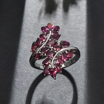 Nat&uuml;rlicher Rhodolith Granat Ring 316L Edelstahl (Gr&ouml;&szlig;e 17.00) ca. 6.21 ct