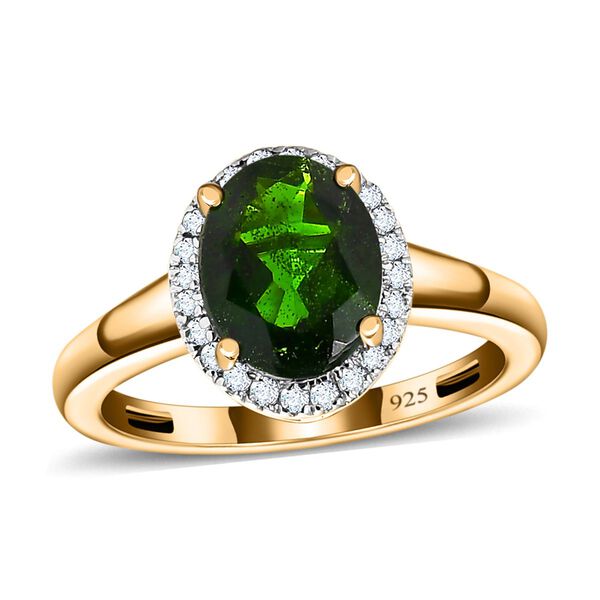 Natürlicher Chromdiopsid und weißer Diamant Ring, ca. 2.01 ct image number 4