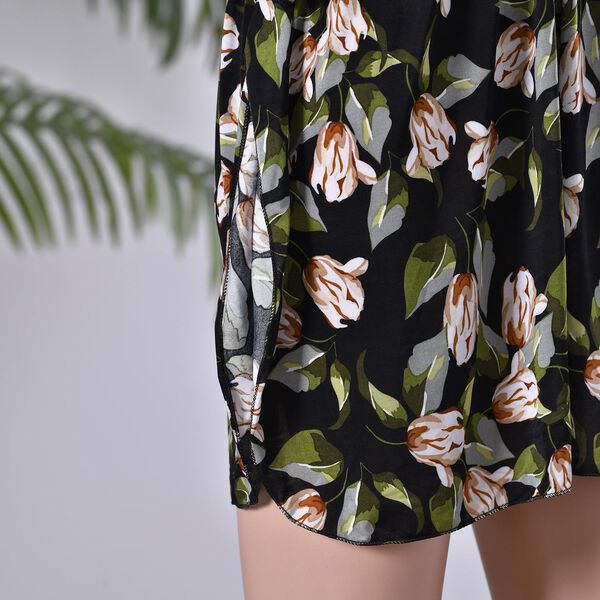 Kurzärmeliges, tailliertes Top, Schwarz image number 6