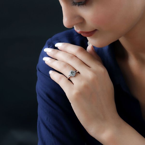 Gr&uuml;ner Tansanit und Zirkon-Ring - 1,09 ct. image number 3