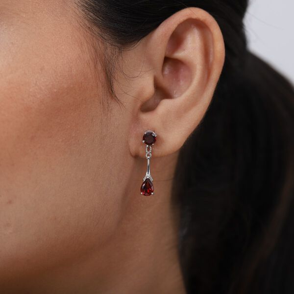 Roter Granat Tropfen Ohrh&auml;nger 925 Silber platiniert ca. 2,99 ct&nbsp; image number 3