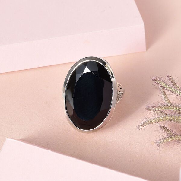 Schwarzer Spinell und Zirkon-Ring - 61,39 ct. image number 2