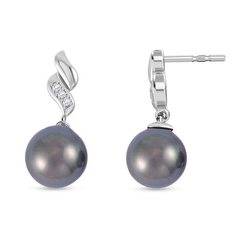 10-11 mm Tahiti Perle und Zirkon-Ohrringe - 0,10 ct. image number 0