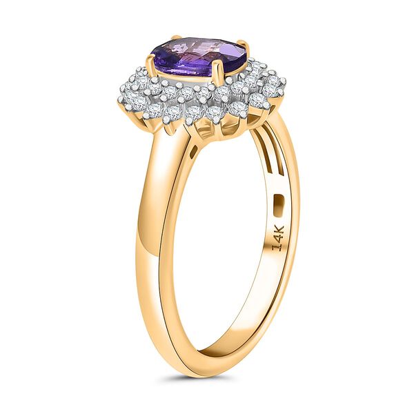 LUXORO AGI zertifiziert und gepr&uuml;ft AAA lila Saphir und Diamant Ring in 585 Gelbgold - 1,38 ct. image number 3