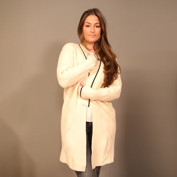 Longline Offener Cardigan, Elfenbein