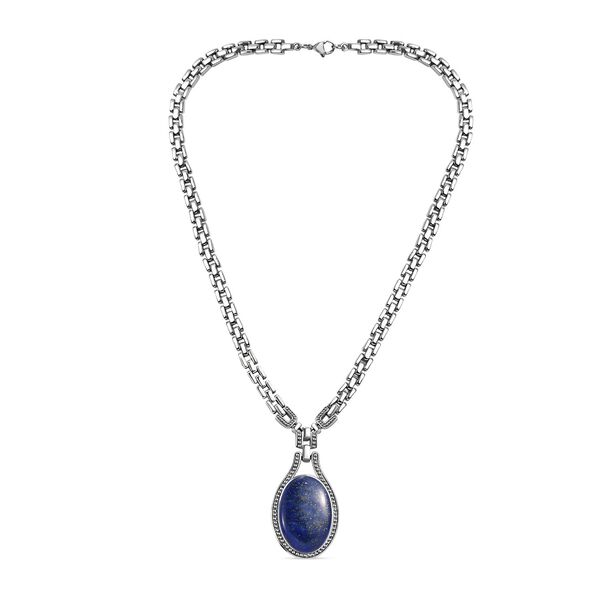 Lapislazuli Halskette ca. 45 cm Edelstahl ca. 38.42 ct image number 4