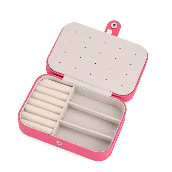 Schmuckbox aus PU-Leder in Pink mit Druckknopfverschluss, 16,5x11,5x5,5cm, inkl. 10 Silberputztücher image number 7