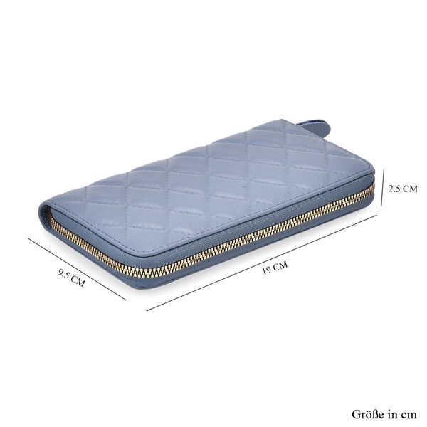 Brieftasche aus echtem Leder mit RFID-Schutz in Stepp-Optik, 19x2,5x9,5cm, Blau image number 7