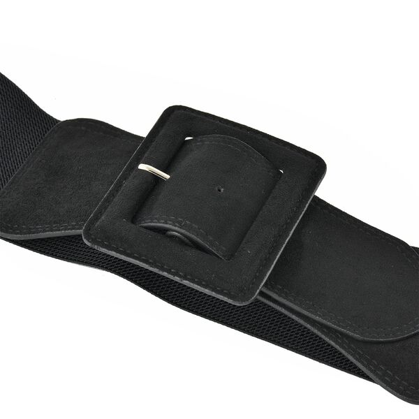 Stretchgürtel mit Schnalle aus Kunstwildleder, schwarz image number 2