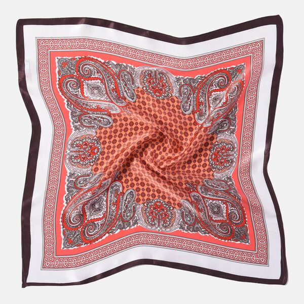 LA MAREY - Unisex 100% nat&uuml;rlicher Maulbeerseiden Foulard, Paisleymuster, Rot image number 2