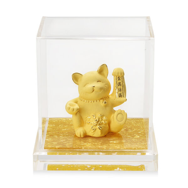 Feng-Shui-Maneki-Neko Gl&uuml;ckskatze aus 999er Feingold, 10mg