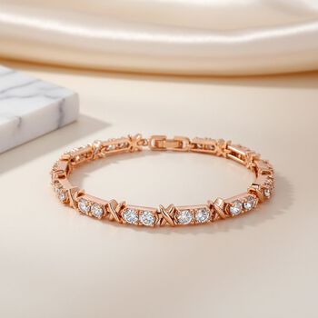 Designer Inspiriert - Wei&szlig;er Zirkonia Armband ca. 19 cm Nickelfreies Messing, Ros&eacute;goldfarbe