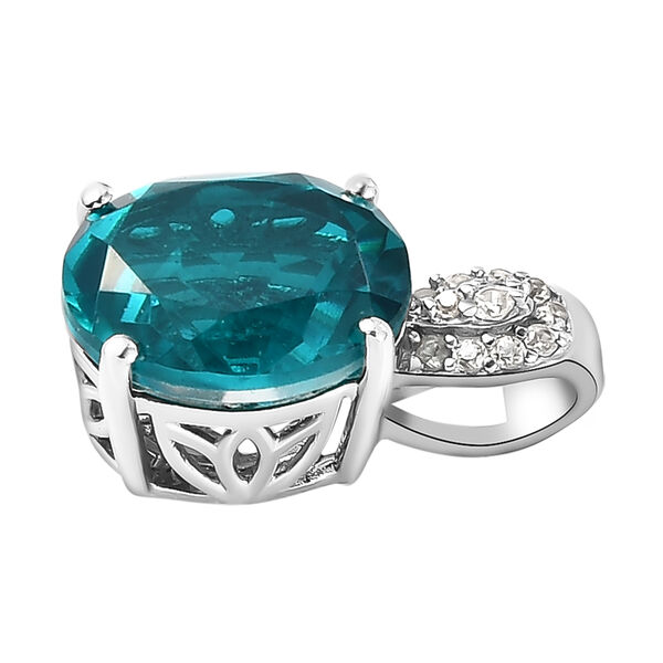 2er-Set- Capri-Blau Triplett Quarz und Zirkon-Ring und Anh&auml;nger - 7,69 ct. image number 7