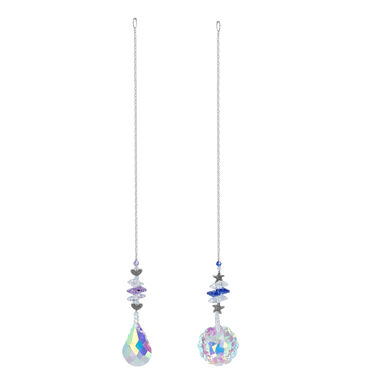 2er-Set Kugel Kristall-Sonnenfänger, Größe 37,5x4,5 cm, blau und lila
