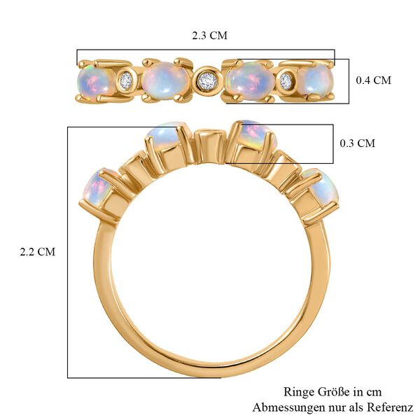 AA Nat&uuml;rlicher, &auml;thiopischer Welo Opal, Wei&szlig;er Zirkon Ring 925 Silber 750 Gelbgold Vermeil (Gr&ouml;&szlig;e 17.00) ca. 0,58 ct image number 8