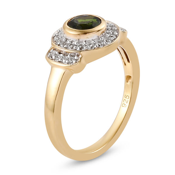 Natürlicher Chromdiopsid und Zirkon Ring 925 Silber vergoldet  ca. 0,81 ct image number 5