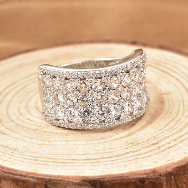 LUSTRO STELLA Premium AAA kubisch Zirkonia Cluster Ring 925 Silber Platin-&Uuml;berzug image number 1