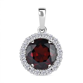 Nat&uuml;rlicher Mosambik Granat und wei&szlig;er Zirkon-Anh&auml;nger - 4,63 ct.