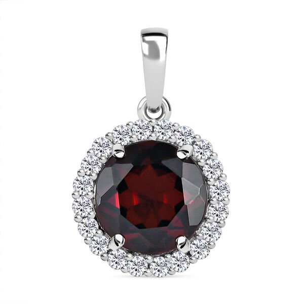 Nat&uuml;rlicher Mosambik Granat und wei&szlig;er Zirkon-Anh&auml;nger - 4,63 ct.