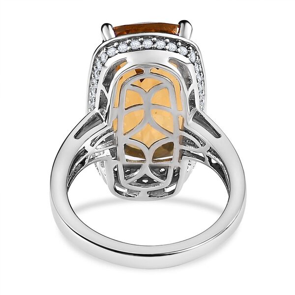 Citrin, wei&szlig;er Zirkon Ring, 925 Silber platiniert, (Gr&ouml;&szlig;e 17.00) ca. 12.92 ct image number 6