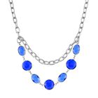 Collier mit blauen Kristallen und silberfarbener Gliederkette, ca. 52 cm