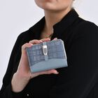 2-teiliges Geldbörsen-Set im Krokoprägungs-Design, Lange Geldbörse 20x10x3 cm und Bifold-Geldbörse 12x9x3,5 cm, Blau image number 2