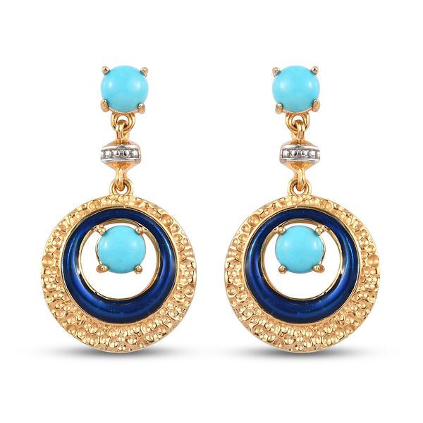 Nat&uuml;rliche Sleeping Beauty T&uuml;rkis emaillierte Ohrh&auml;nger in Silber, 0,73 ct.