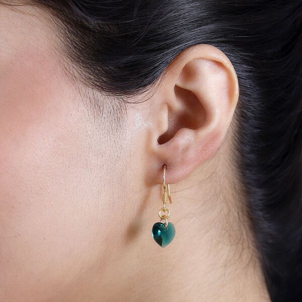 J Francis gefertigt mit SWAROVSKI- Smaragd Swarovski Kristall Herz Ohrringe image number 3