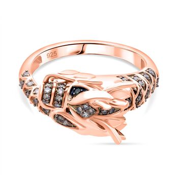 GP - Kanchanaburi Blauer Saphir, Nat&uuml;rlicher Champagner Diamant Ring 925 Silber 750 Ros&eacute;gold Vermeil (Gr&ouml;&szlig;e 17.00) ca. 0,27 ct