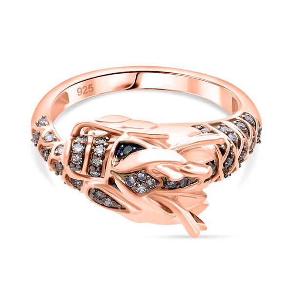 GP - Kanchanaburi Blauer Saphir, Nat&uuml;rlicher Champagner Diamant Ring 925 Silber 750 Ros&eacute;gold Vermeil (Gr&ouml;&szlig;e 17.00) ca. 0,27 ct