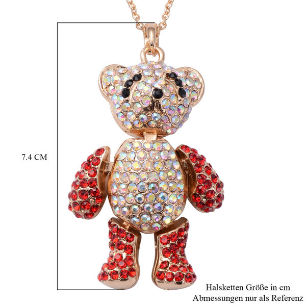 Mehrfarbiger Kristall Teddyb&auml;r-Anh&auml;nger mit Kette, ca. 60+5 cm, Edelstahl vergoldet image number 5