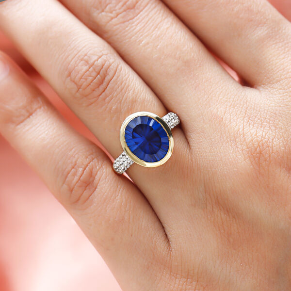 Ceylonfarbener Quarz und Zirkon-Ring, 925 Silber vergoldet - 5,11 ct.&nbsp; image number 2