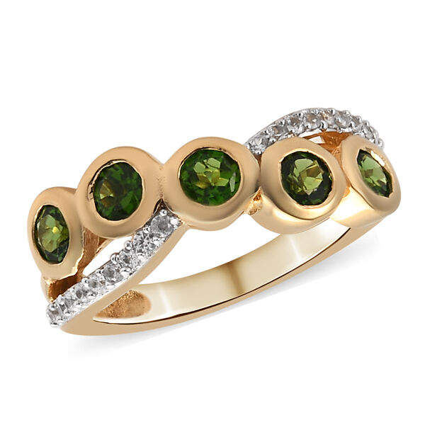 Nat&uuml;rlicher Chromdiopsid und Zirkon Ring 925 Silber vergoldet  ca. 1,18 ct image number 4