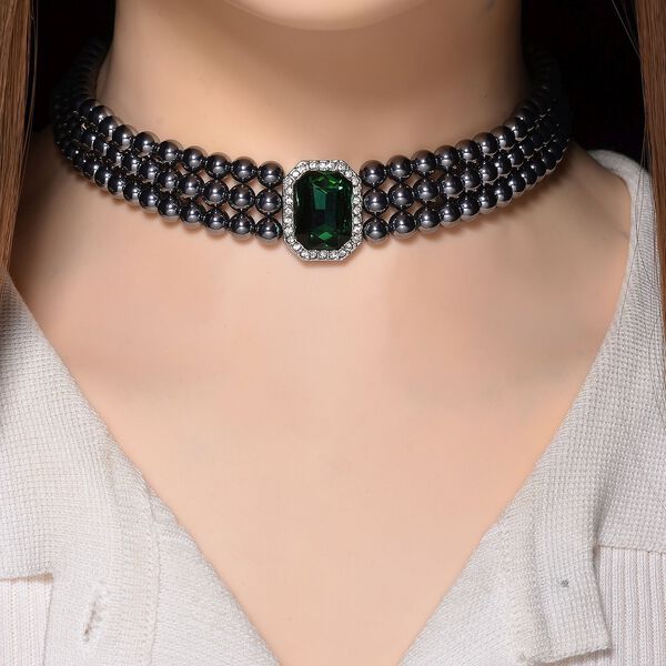 Gr&uuml;ner Kristall, Terahertz Halskette, ca. 43 cm mit 5 cm extender image number 2