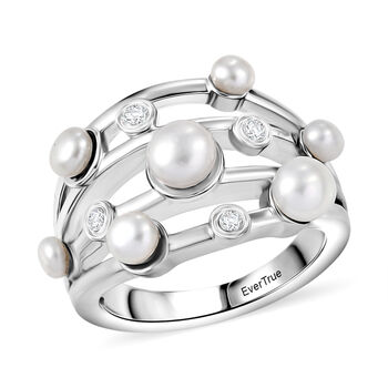 EVER TRUE S&uuml;&szlig;wasser Perle (5-5.5 mm) Ring Nickelfreies Messing (Gr&ouml;&szlig;e 18.00), Silberfarben