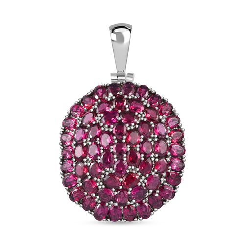 Rhodolith Granat Anhänger mit Kette, Edelstahl ca. 9.44 ct image number 0