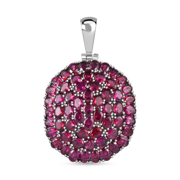 Rhodolith Granat Anhänger mit Kette, Edelstahl ca. 9.44 ct image number 0