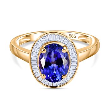 AAA Tansanit und Diamant Ring in 585 Gold - 1,88 ct.