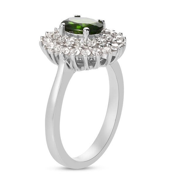 Natürlicher Chromdiopsid und Zirkon Ring 925 Silber platiniert  ca. 1,55 ct image number 5