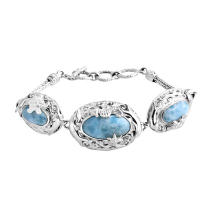 Royal Bali - Larimar Armband ca. 19 cm 925 Silber ca. 18.52 ct