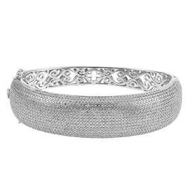 Weißer Zirkon Armreif ca. 19 cm 925 Silber rhodiniert ca. 13,18 ct.