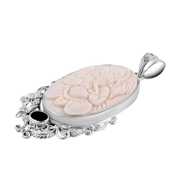 Royal Bali - roter Granat und Ox-bone Anh&auml;nger, 925 Silber Schwarz oxidiert ca. 0,97 ct image number 3