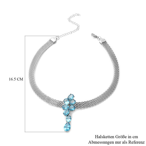 Simulierter Blauer Diamant Halskette40+10 cm Edelstahl ca. 24,40 ct image number 4