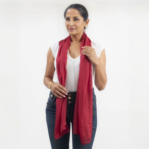 100% natürlicher Satin Seiden Schal, 48x160 cm, Rot image number 3