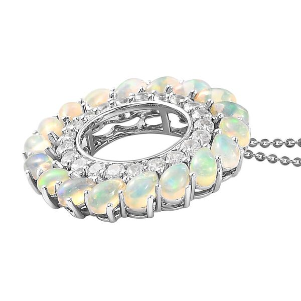 Nat&uuml;rlicher &auml;thiopischer Opal und Zirkon-Kreis-des-Lebens-Anh&auml;nger mit Kette in Silber image number 4