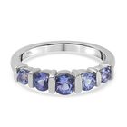 Tansanit 5 Stein Ring 925 Silber platiniert (Größe 16.00) ca. 0,81 ct