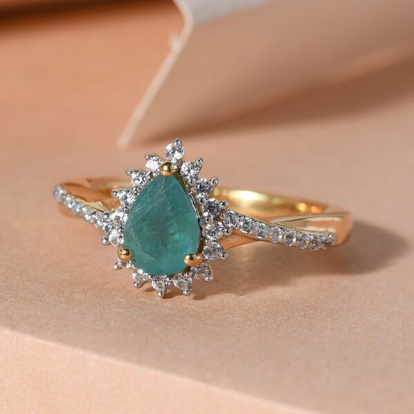 Grandidierit und Zirkon-Ring, 925 Silber vergoldet  ca. 1,00 ct image number 2