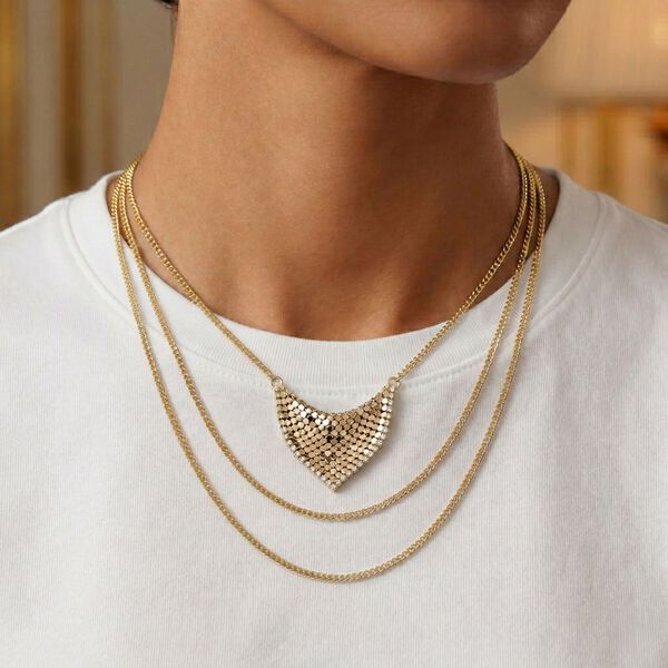 3-lagige Halskette, 40,5+5cm, vergoldet image number 2